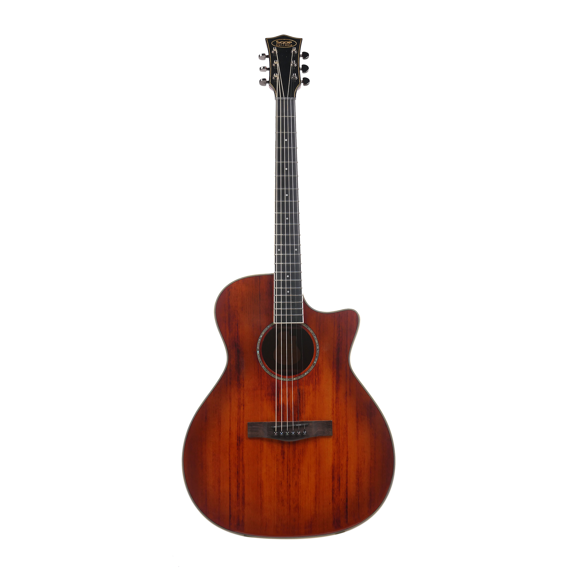 SQOE S340 FGCS Solid top Acoustic Guitar - Cherry Burst Gloss