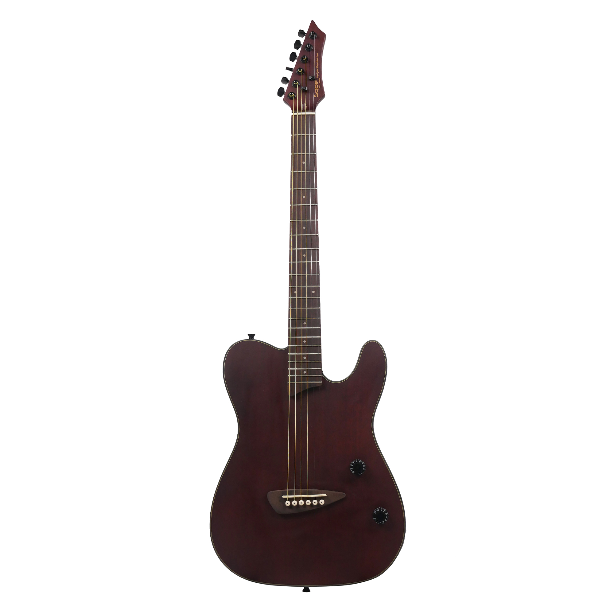 SQOE SETL800 Acoustic Electric Stage Silent Guitar - Natural Dark Mahogany