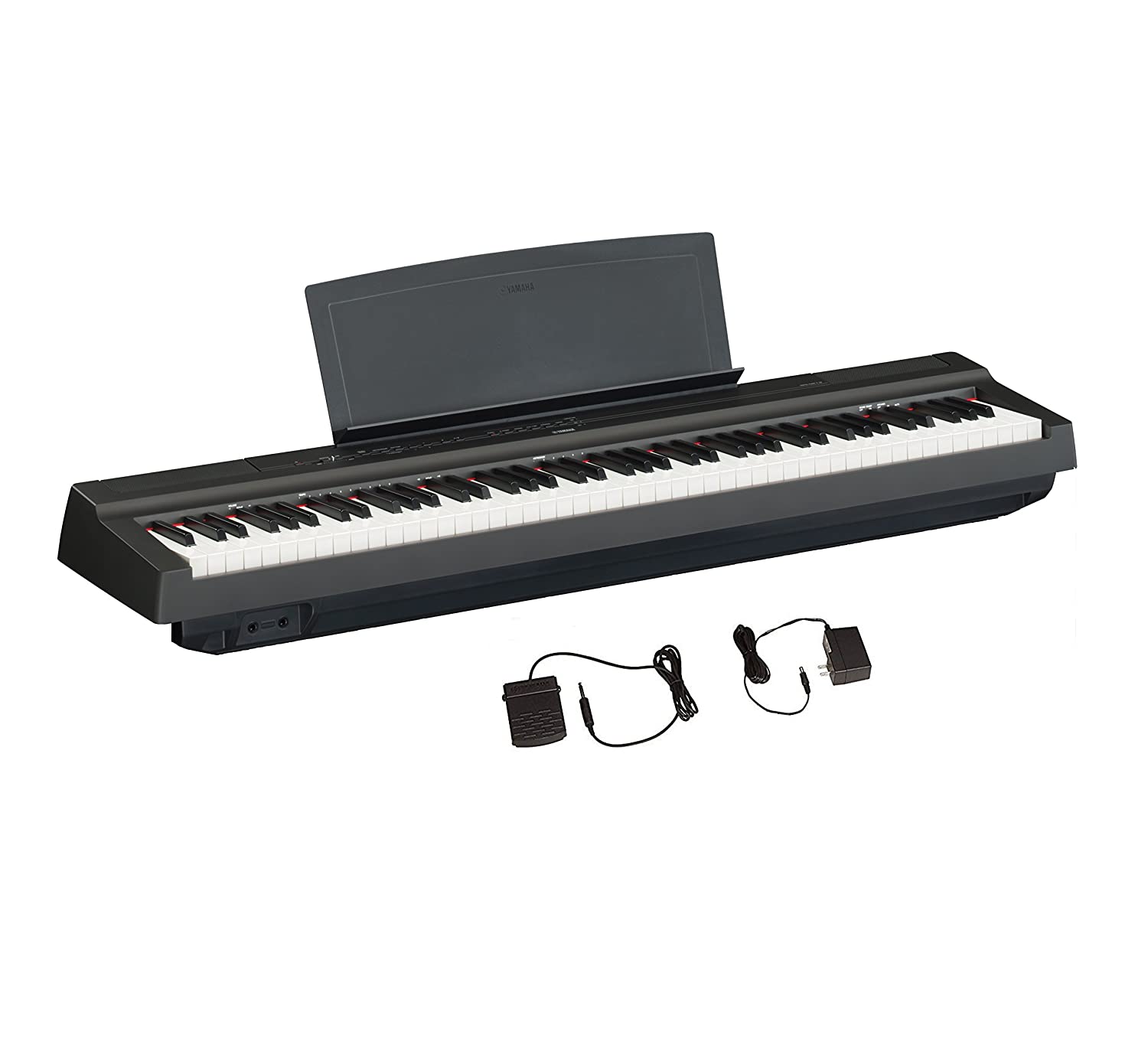 Yamaha P125 88-Key Weighted Action Digital Piano with Power Supply and Sustain Pedal Black