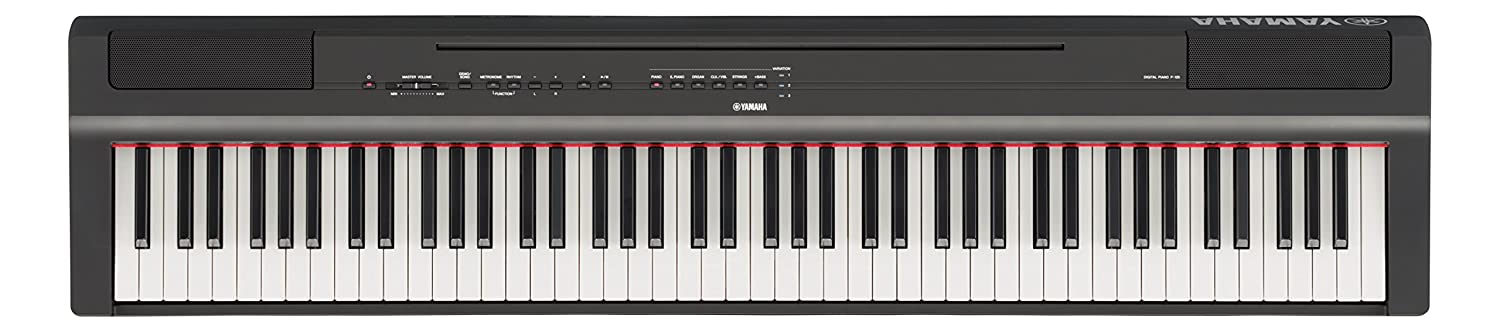 Yamaha P125 88-Key Weighted Action Digital Piano with Power Supply and Sustain Pedal Black