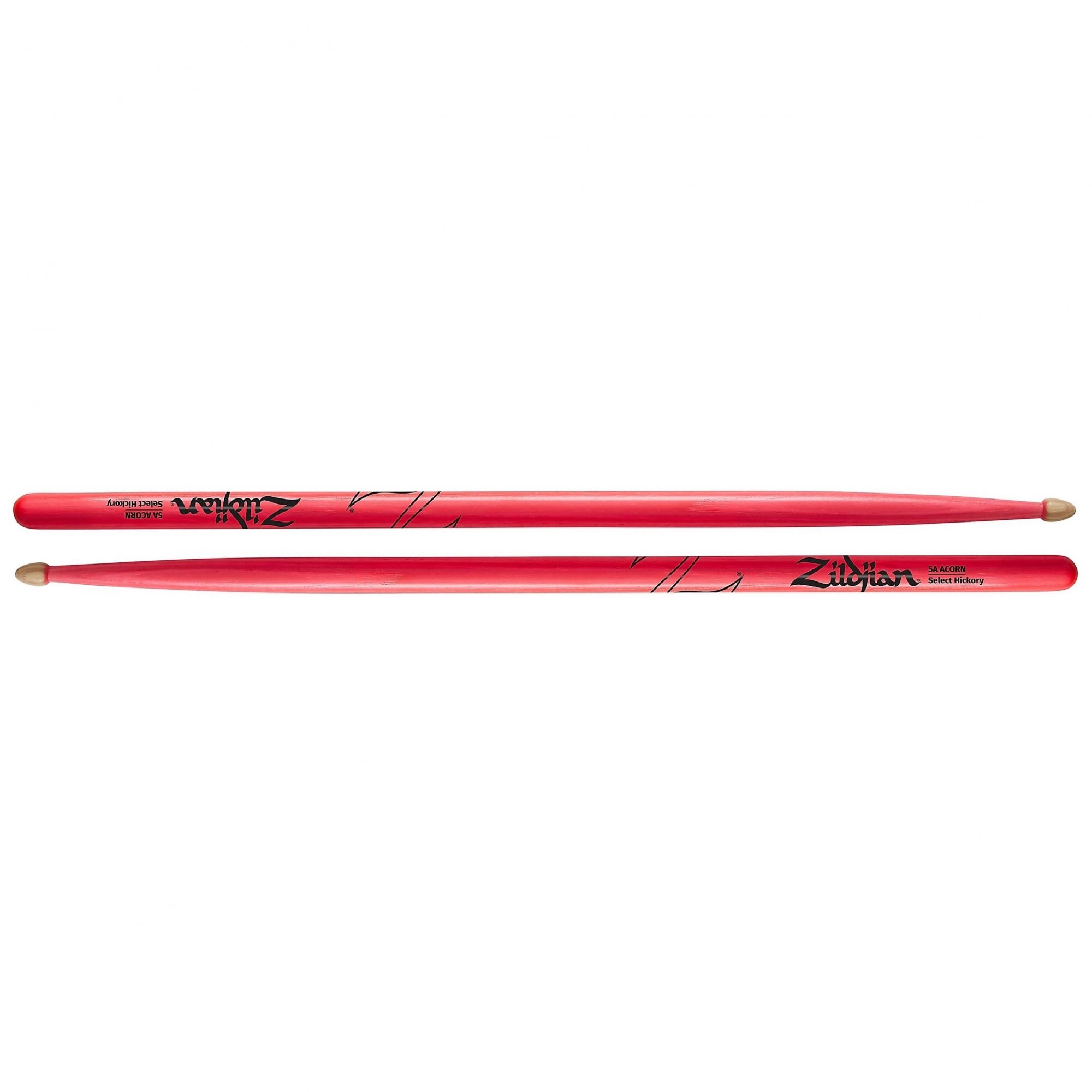 Zildjian Acorn Tip Neon Pink Drumsticks 5A Wood Tip
