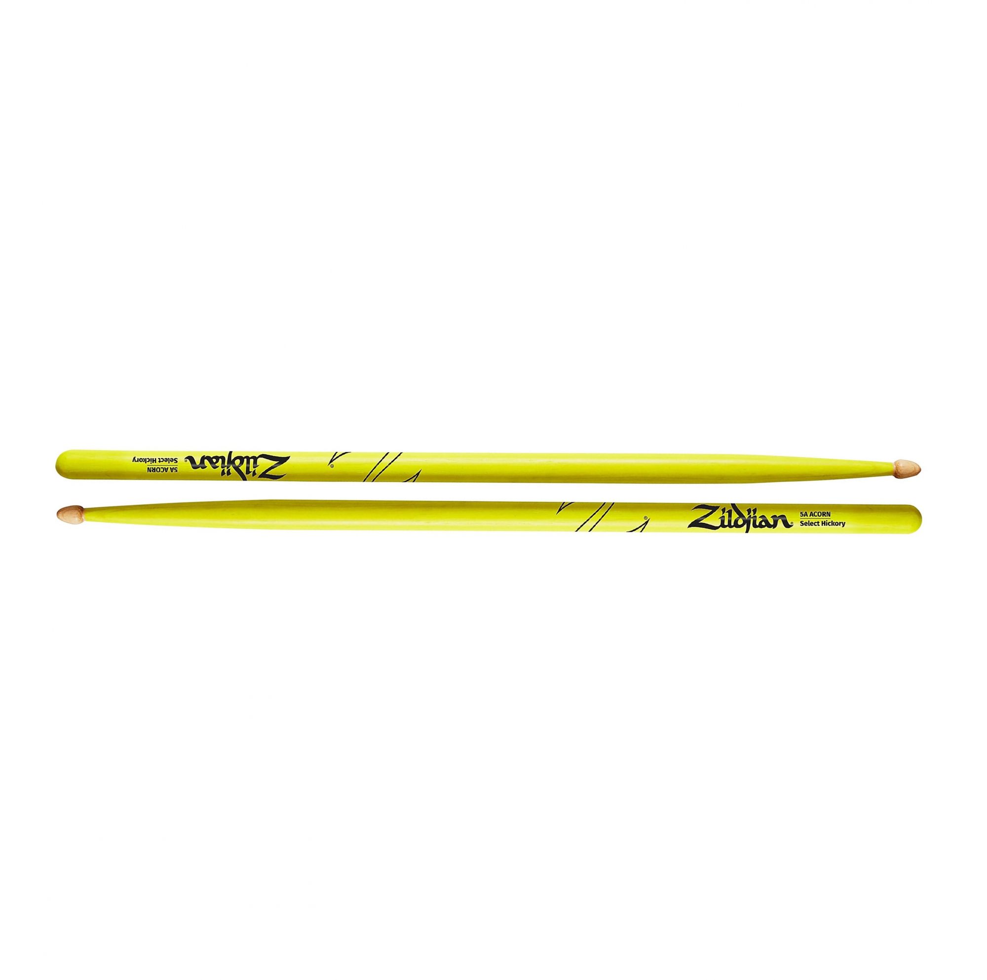 Zildjian Acorn Tip Neon Yellow Drumsticks 5A Wood Tip