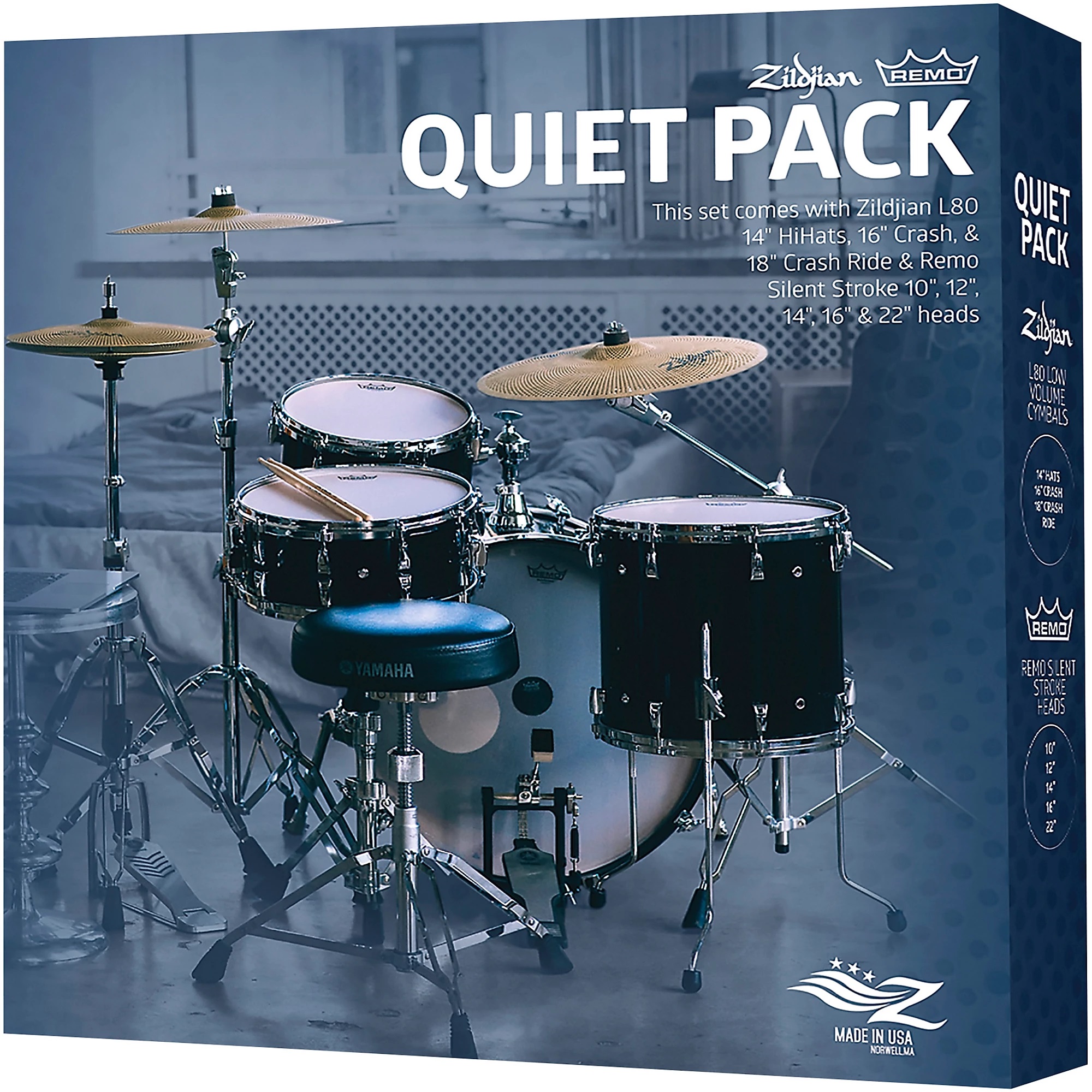 Zildjian LV468RH Low Volume Cymbal Pack With Remo Silentstroke Heads