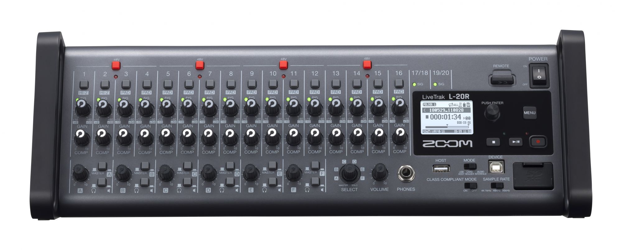 Zoom L20R Remote-controlled Digital Mixer Recorder