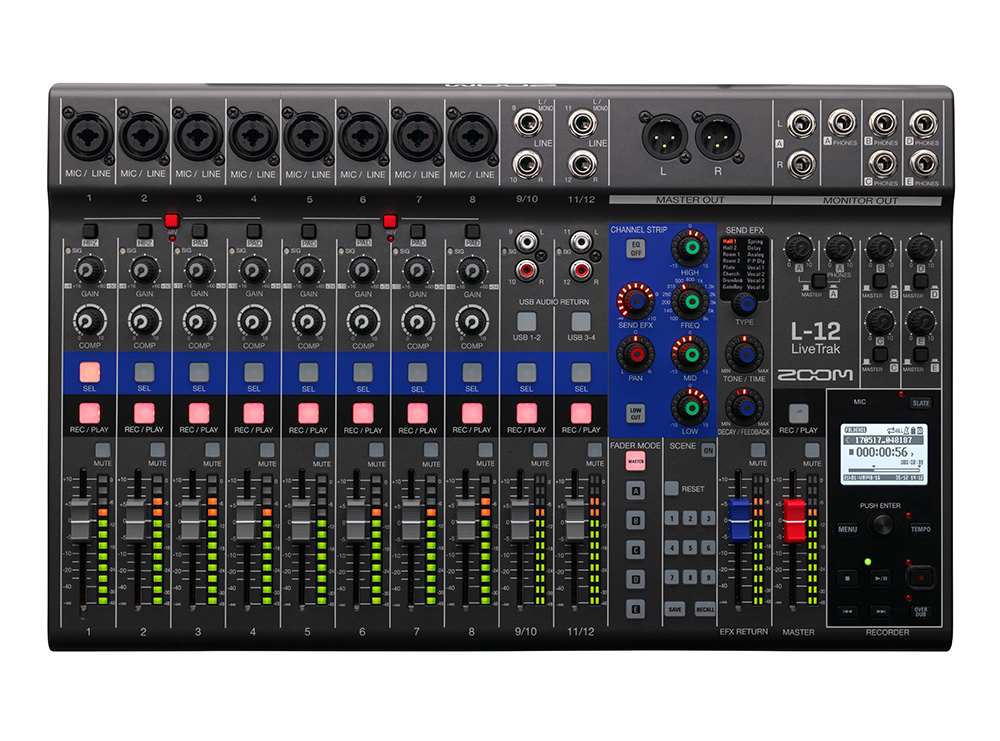 Zoom LiveTrak L-12 12-channel Digital Mixer  Recorder