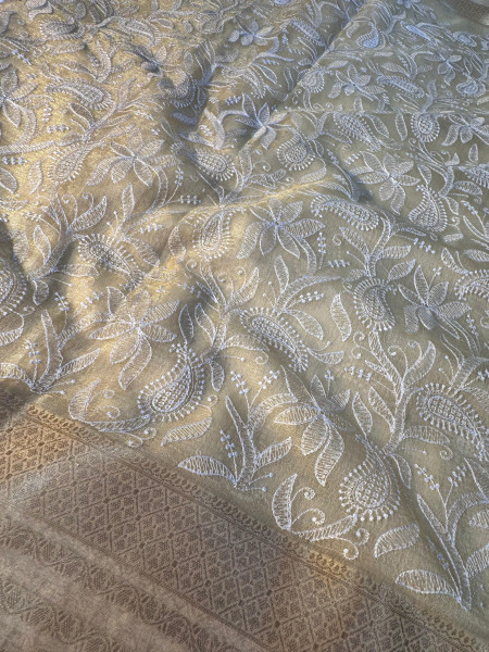 Premium Banarasi chickenkari silk saree