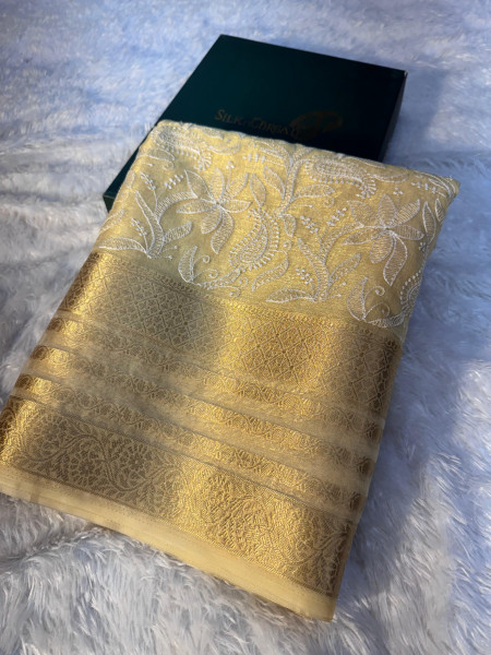 Premium Banarasi chickenkari silk saree