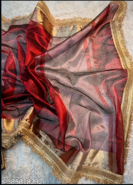 Banarasi tissue silk saree with designer lace