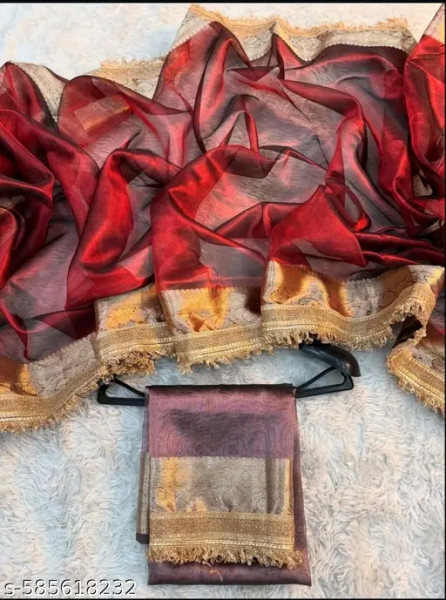 Banarasi tissue silk saree with designer lace