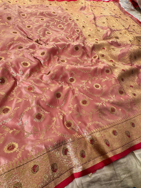 Image of Premium saten silk chickenkari saree