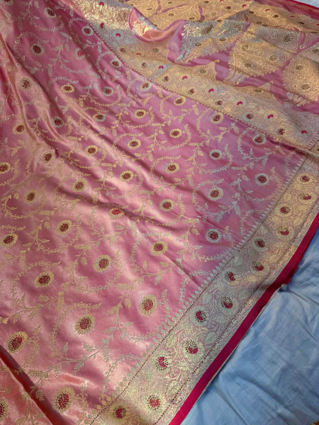 Premium saten silk chickenkari saree