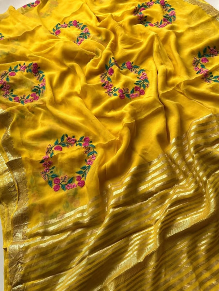 Image of chiffon embroidery saree
