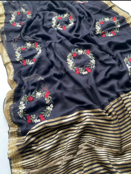 Image of chiffon embroidery saree