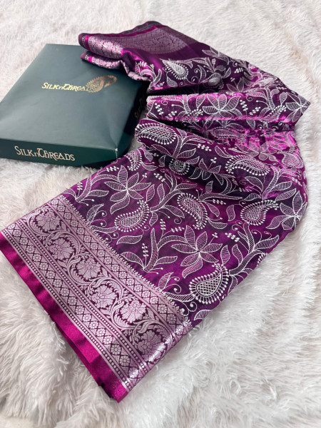 Image of Premium saten silk chickenkari saree