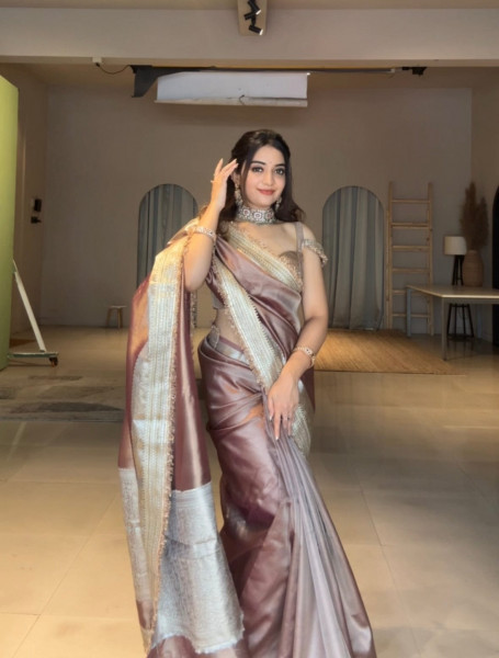 Banarasi tissue silk saree with designer lace