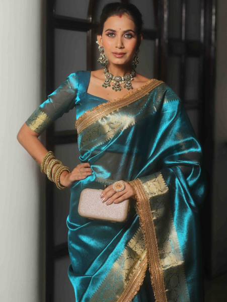 Banarasi tissue silk saree with designer lace