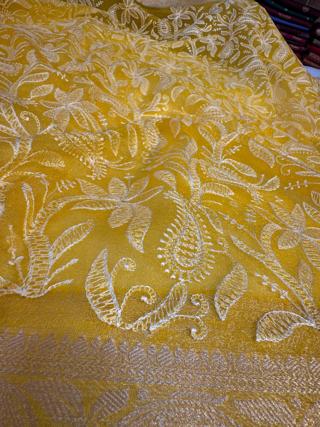 Premium Banarasi chickenkari silk saree