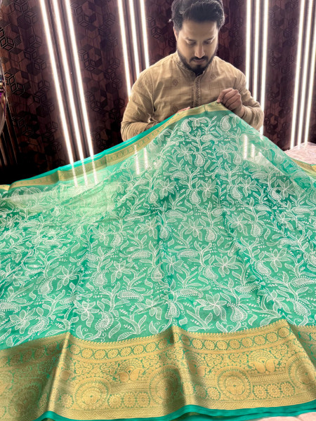 Premium Banarasi chickenkari silk saree