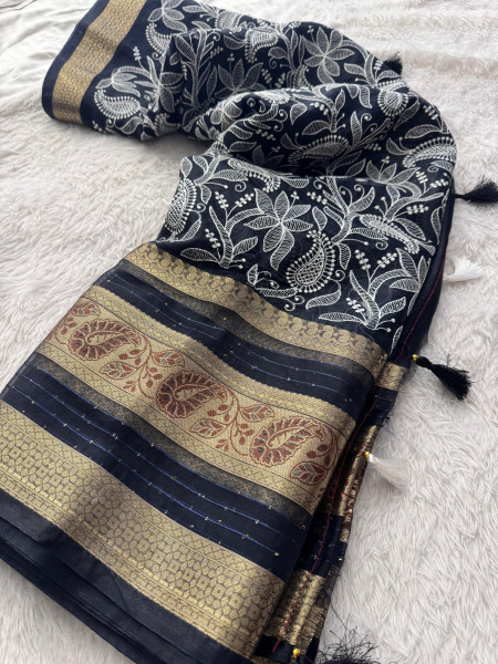 Premium Banarasi chickenkari silk saree