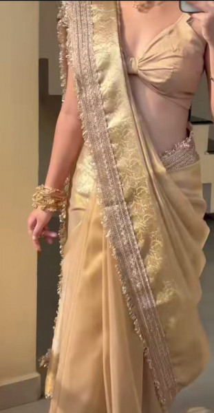 Banarasi tissue silk saree with designer lace