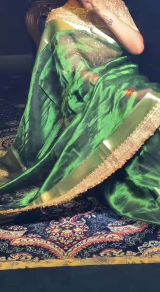 Banarasi tissue silk saree with designer lace