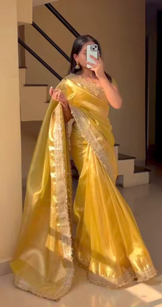 Banarasi tissue silk saree with designer lace