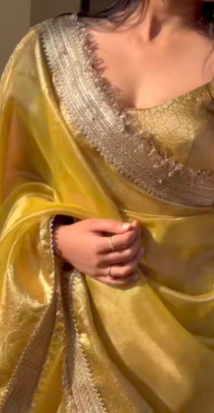 Banarasi tissue silk saree with designer lace
