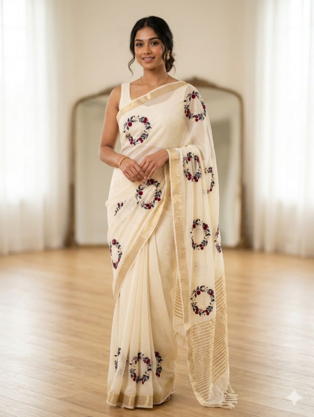 chiffon embroidery saree