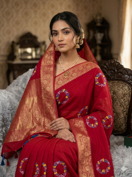 Chiffon embroidery saree