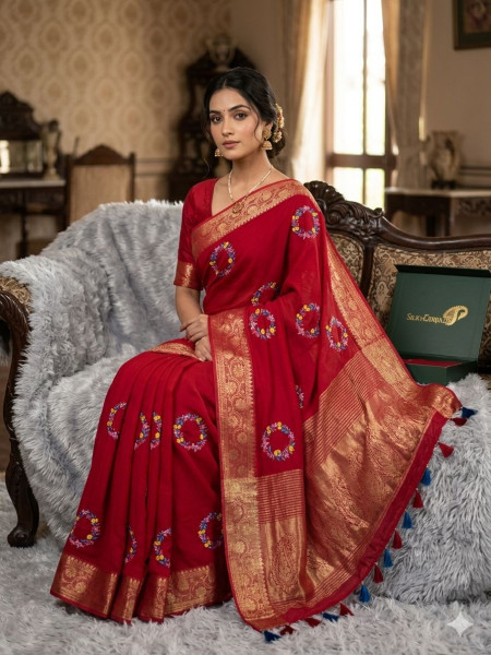 Chiffon embroidery saree