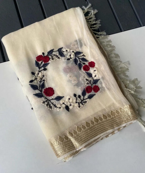 chiffon embroidery saree