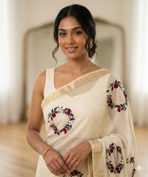chiffon embroidery saree