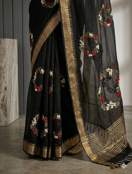 chiffon embroidery saree