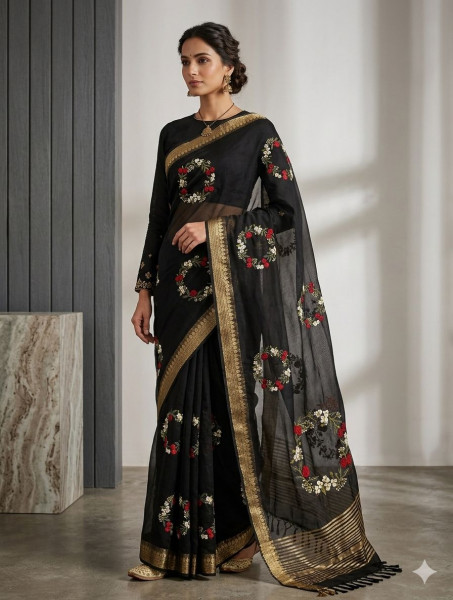 chiffon embroidery saree