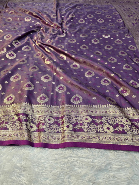 Banarasi Satin Silk Saree With Heavy Zari Richpallu