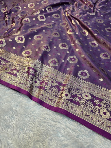 Banarasi Satin Silk Saree With Heavy Zari Richpallu