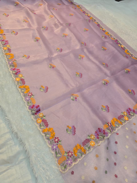 Image of Premium Kora Organza Silk Multi Colour Embroidery