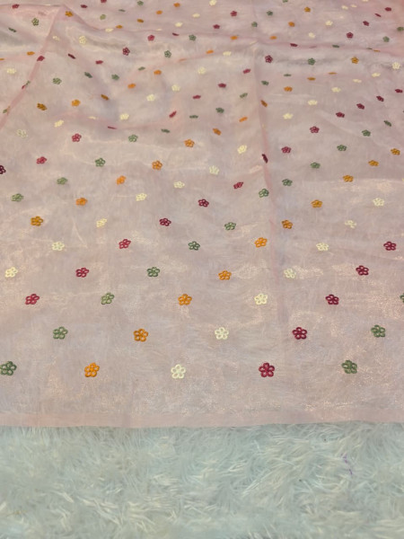 Premium Kora Organza Silk Multi Colour Embroidery