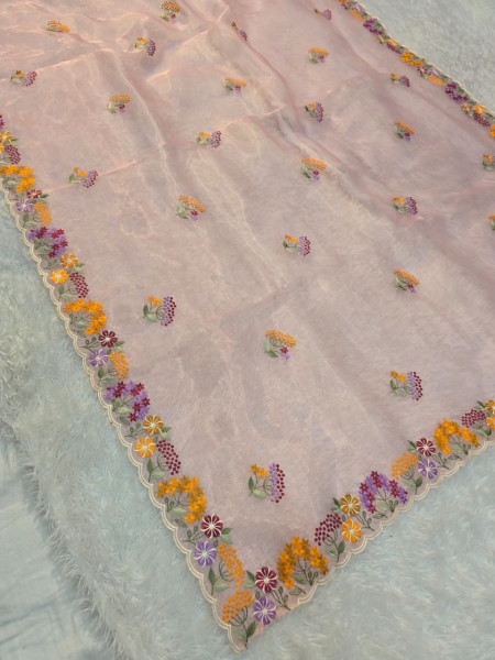 Image of Premium Kora Organza Silk Multi Colour Embroidery