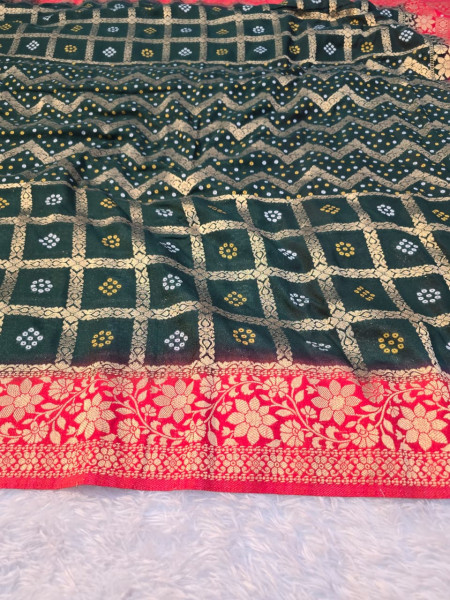 Premium Georgette Bandhani Silk Saree