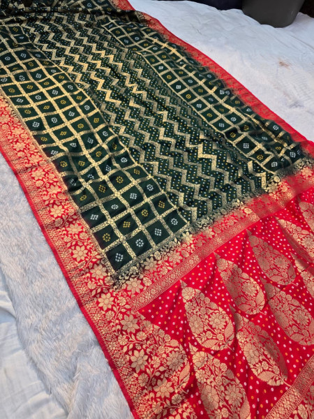 Image of Premium Georgette Bandhani Silk Saree