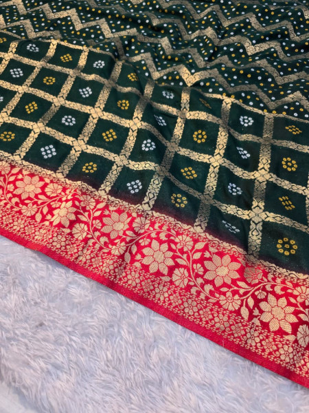 Premium Georgette Bandhani Silk Saree