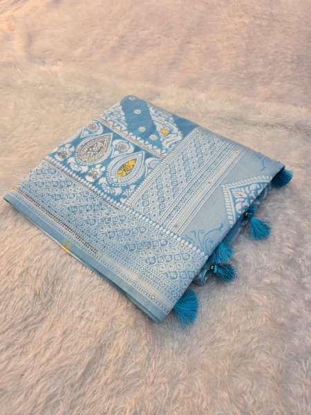 Banarasi Cotton Silk with Swarovski Work