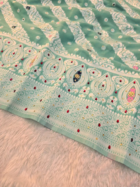 Banarasi Cotton Silk with Hand Stone Work