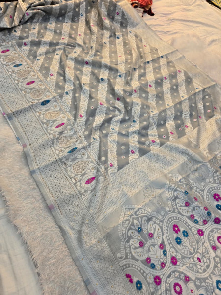 Image of Banarasi Cotton Silk with Swarovski Work