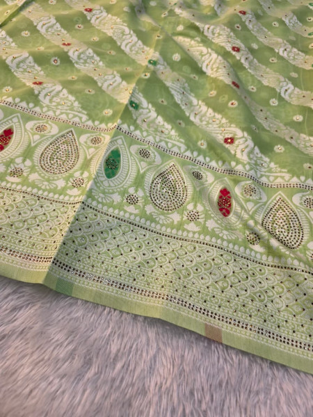 Banarasi Cotton Silk with Swarovski Work