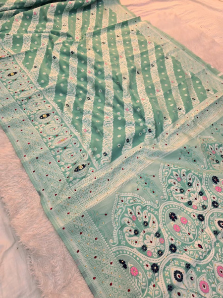 Image of Banarasi Cotton Silk with Hand Stone Work