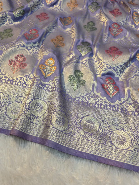 Premium Pashmina Silk Silver Zari Saree