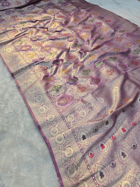 Image of Premium Pashmina Silk Silver Zari Saree