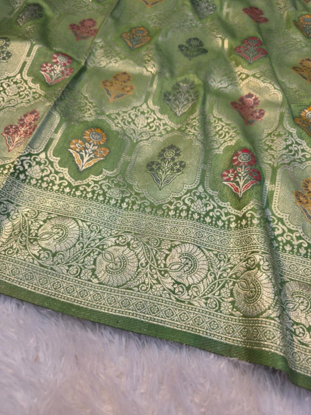 Premium Pashmina Silk Silver Zari Saree